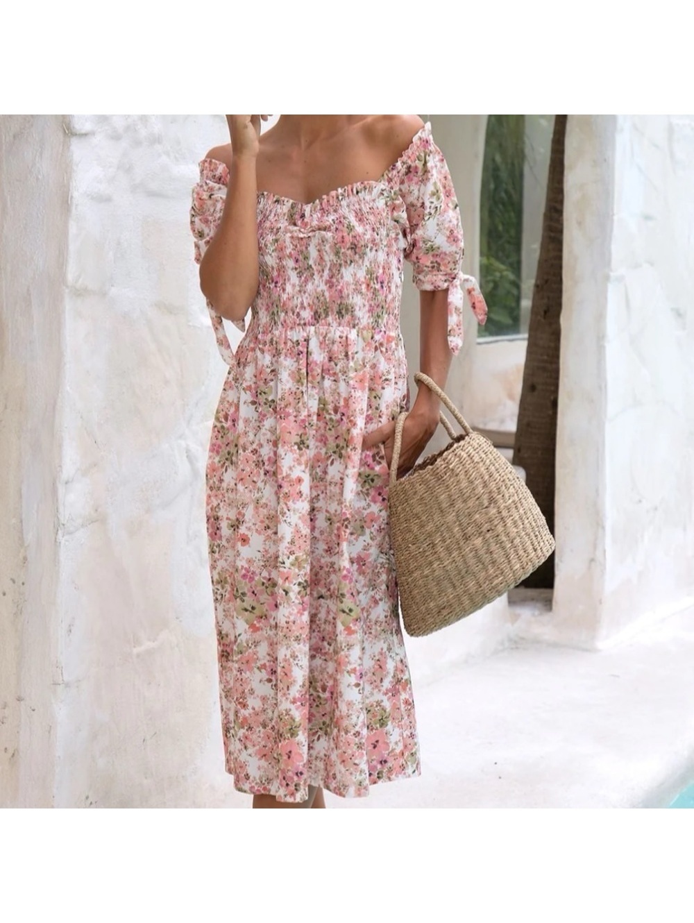 Hazel & Folk Charlotte Midi Dress Garden Party Sz Large US 10 Floral Cottage